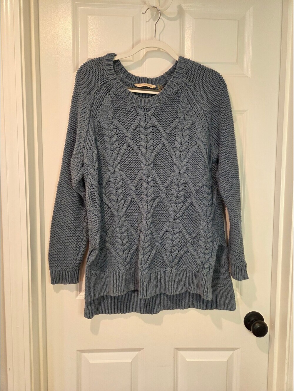 Soft Surroundings Gray Cable Knit Sweater, Cotton Acrylic Blend, Size Large